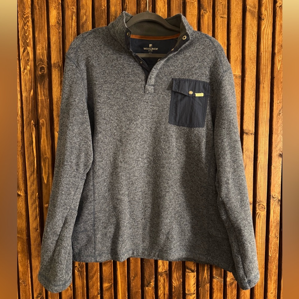 Woolrich blue/gray quarter snap Pullover